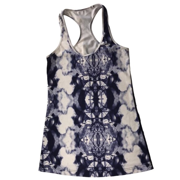 Lululemon Cool Racerback Tank Top CRB White Blue Tie Dye Size Women's Medium - Picture 5 of 9